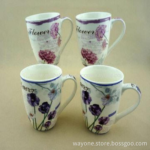 Fine China Mugs with Flower Motif and 11oz Volume, Best Choice for Promotions and Gifts, Food Safe